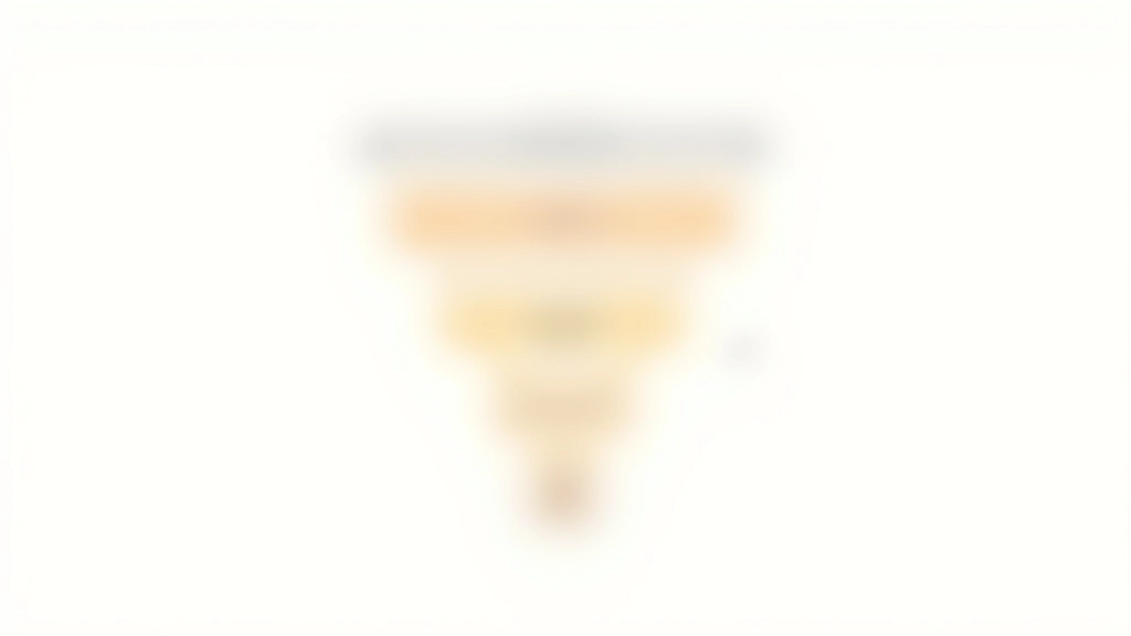 Diagrama esquemático mostrando as cinco etapas do funil com percentagens de retenção em cada fase