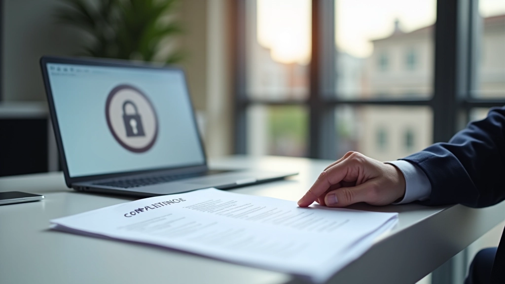 Documento RGPD e Lei de Proteção de Dados ao lado de um computador com cadeado de segurança digital