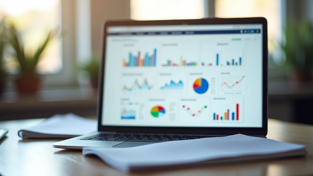 Painel de computador mostrando gráficos de análise de website em tempo real com métricas de tráfego